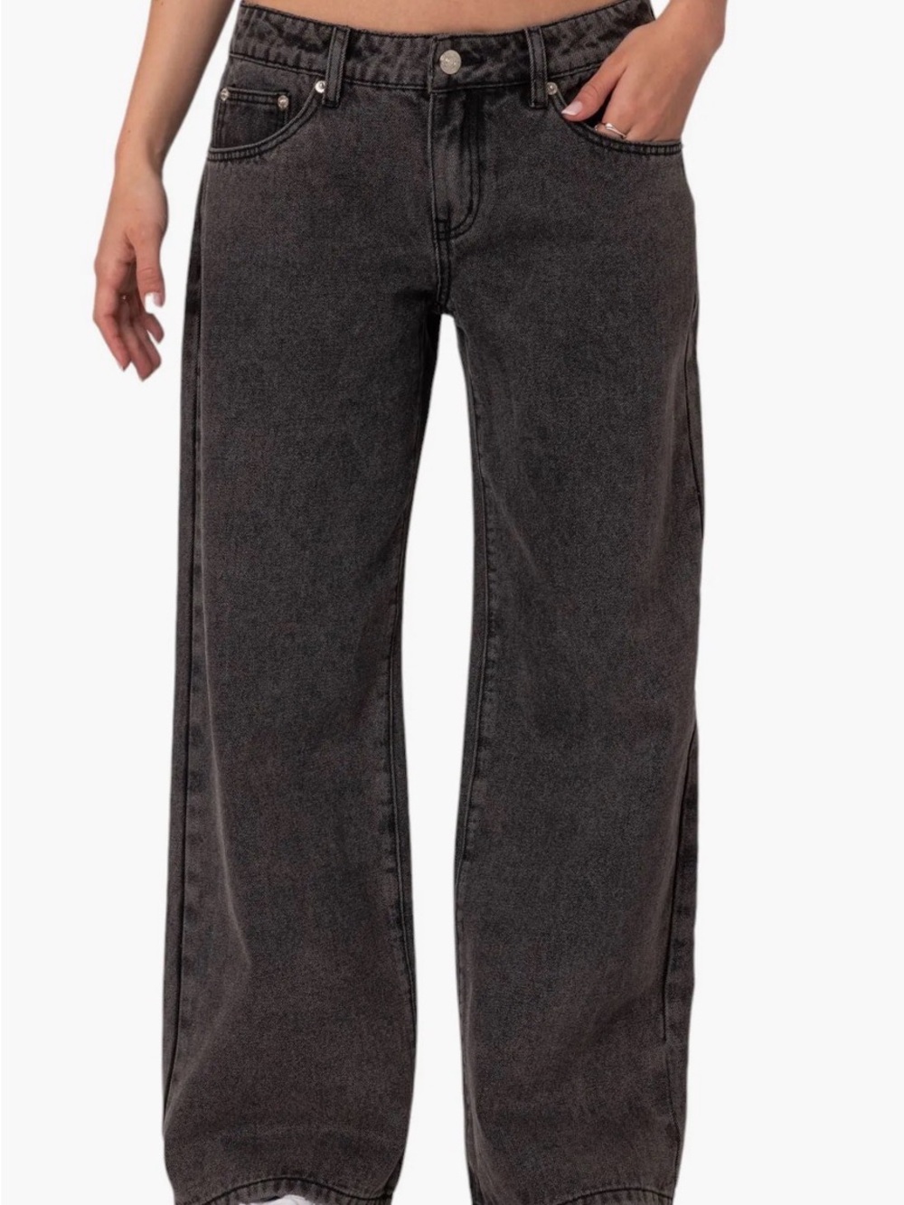 Edikted Low Rise Raelynn Washed Wide Leg Jeans Size XS Low-Rise